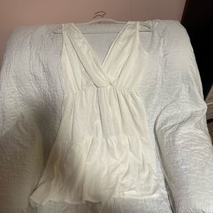 White summer dress low neck